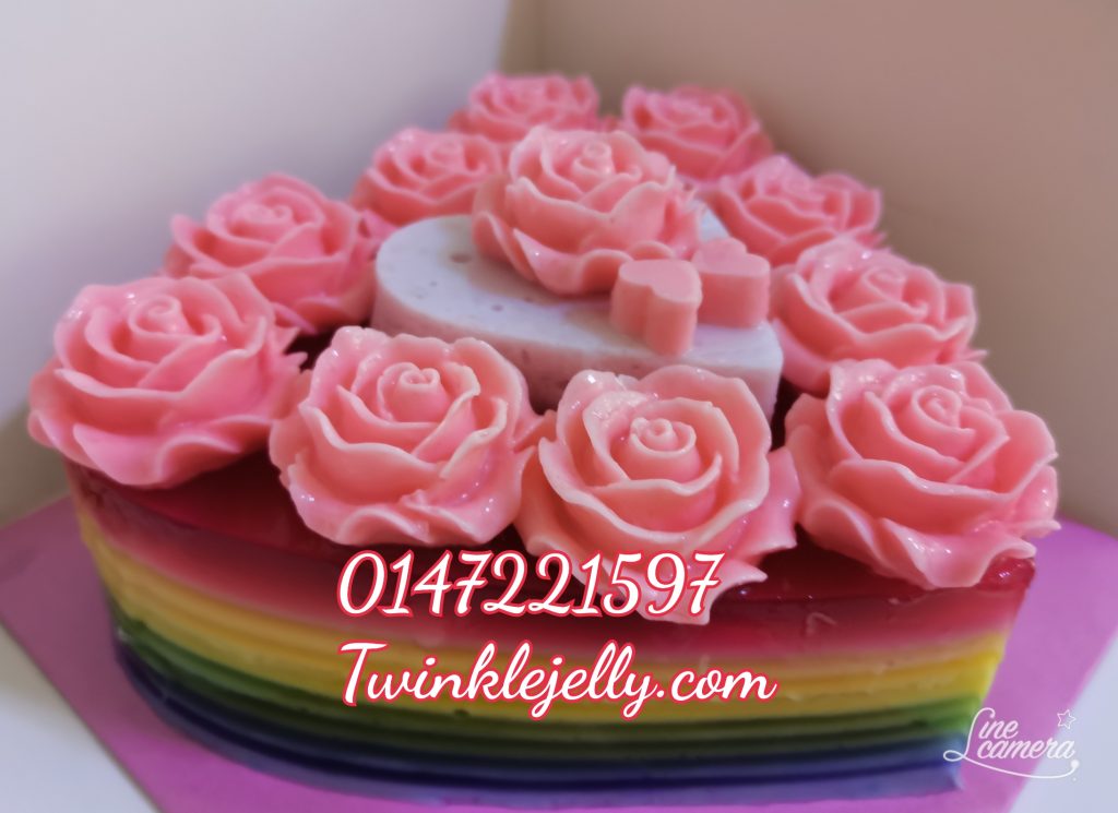 Rainbow Heart shape Jelly Cake